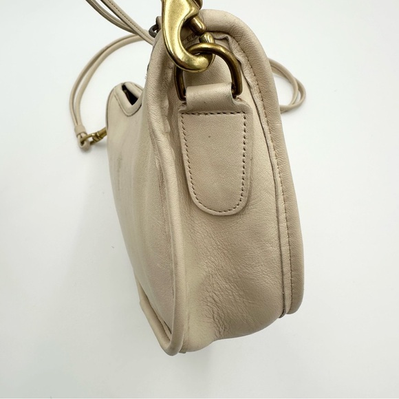 Vintage Coach Double Strap Swinger Bone Cream Leather Crossbody Bag - Picture 8 of 16